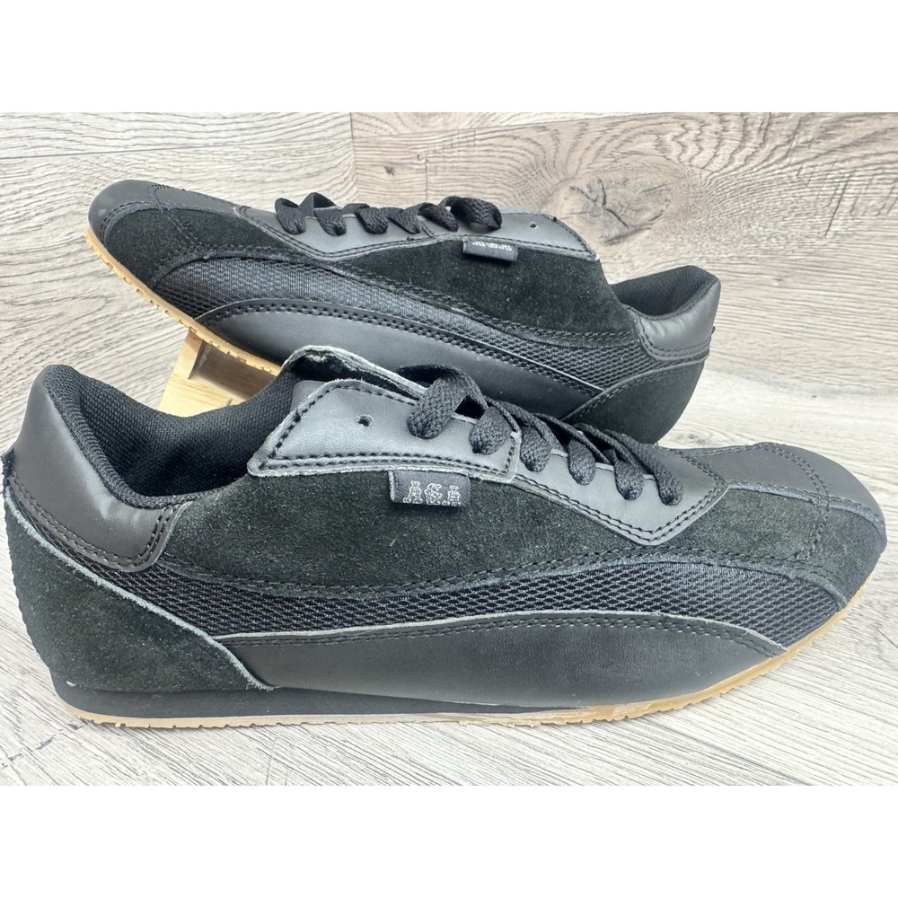 AGA Men's All Leather Upper "Black" Lace Up Sport Shoes  Size 7.5 Sneakers